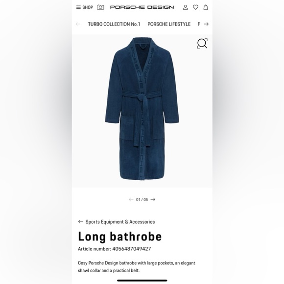 Authentic Porsche Design Long Bathrobe - Picture 5 of 9